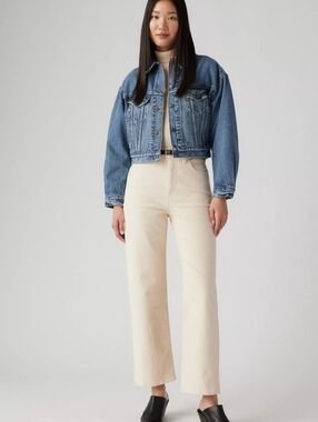 Levis Corduroy Crem High Waist Straight Leg Clean Girl Capsule Wardrobe